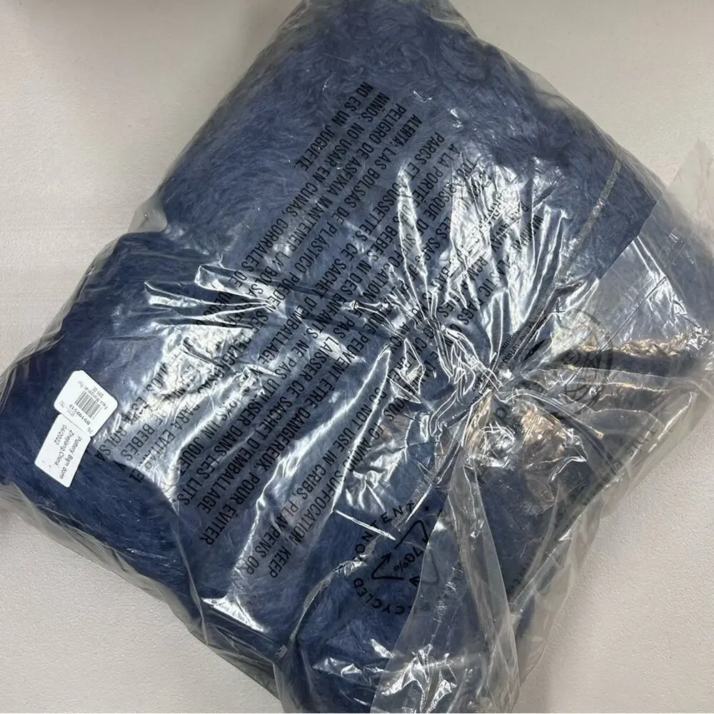 Pottery Barn Faux Mongolian Fur Throw Blanket Plush Blue 45